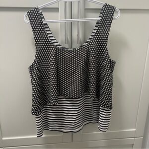 ANTHROPOLOGIE MEADOW RUE Double Layer Flowers & Stripes Women's Crop Top Large